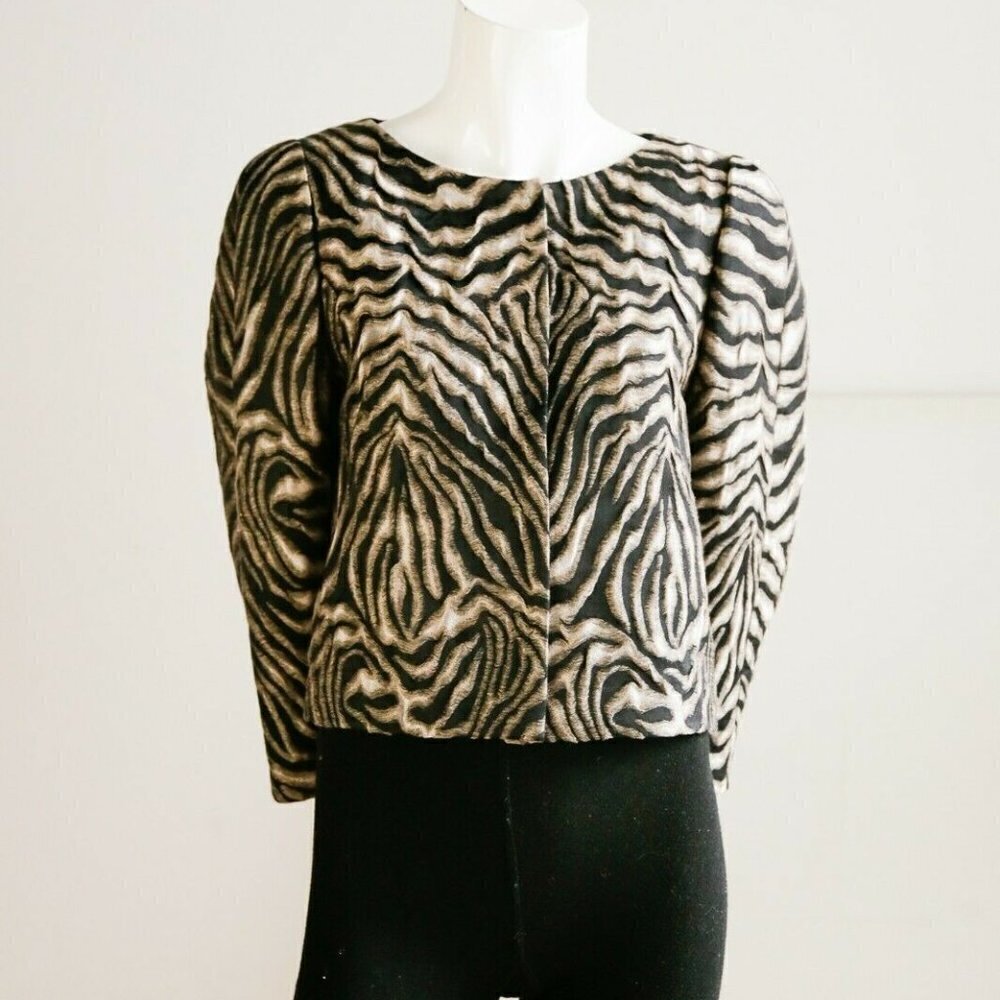 Boss Hugo Boss Textured Zebra Print Cropped Blazer